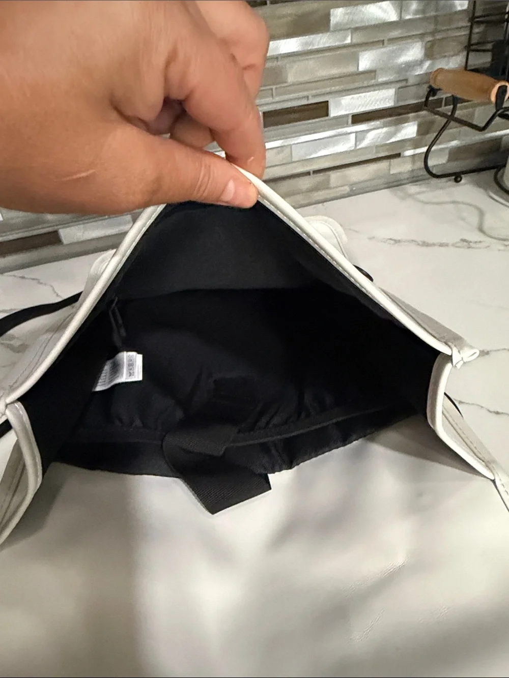 Rains White Laptop Backpack with Black Strap